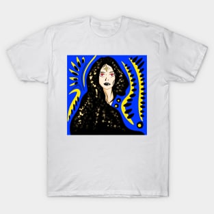 mirage woman in ecopop bright light future art T-Shirt